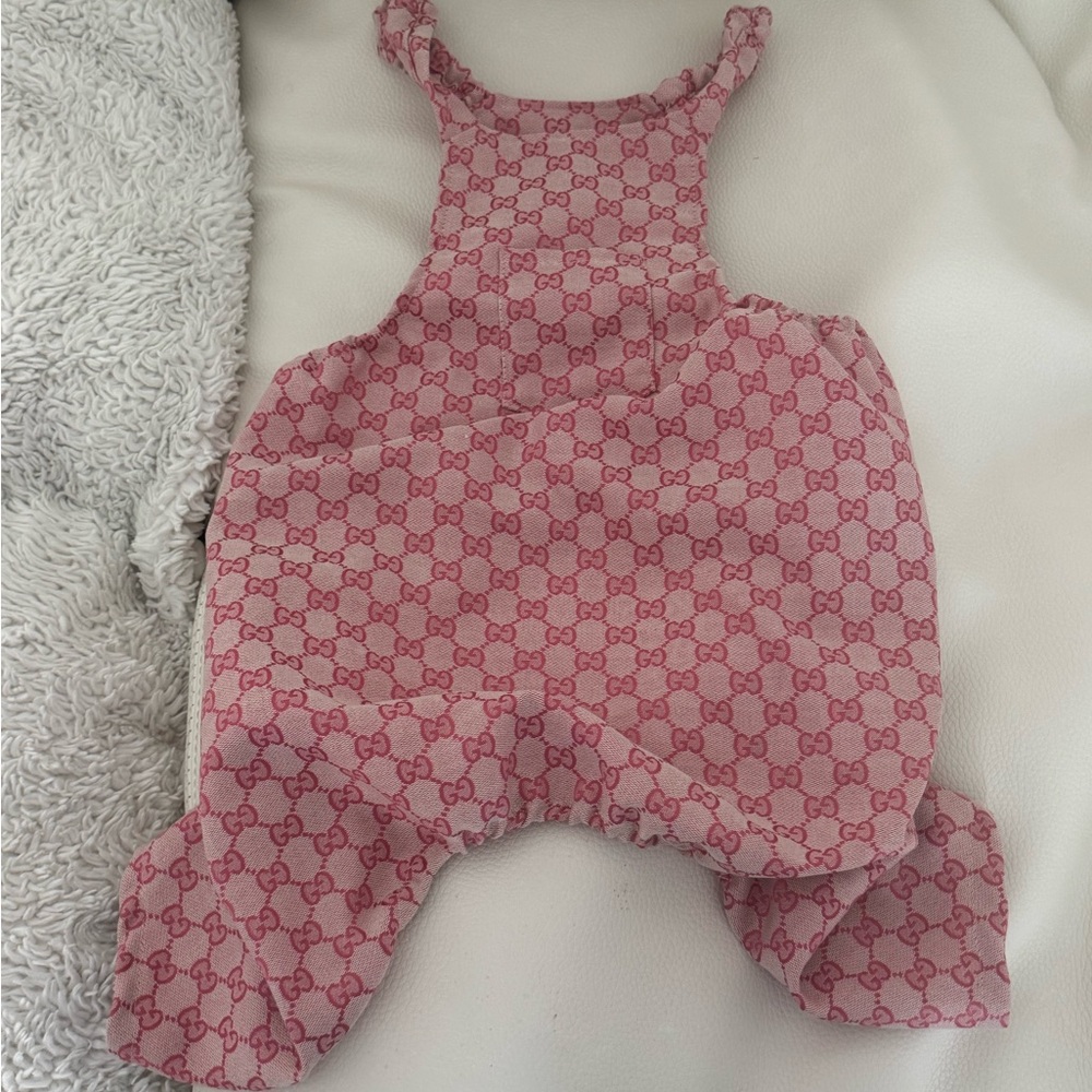 Gucci Pink Patterned dog Overalls